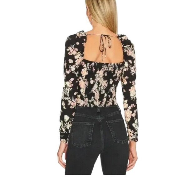 NEW Free People Hilary Printed Top Black Combo Women's Size XS Floral Sheer NWT - Picture 3 of 16